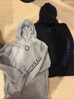 Overtime Logo Pullover Hoodie - Gray and Black